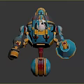 Colorful Commercial Equipment With 3D Mechanical Components Blue Red Gold Accents And Advanced Rotary Parts