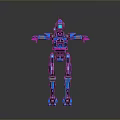 Blue Mechanical Humanoid Robot Character Standing With Extended Arms And Jointed Structure