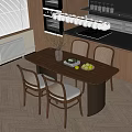 Middle ancient style dining table and chair combination dining table dining chair dining room chandelier 3d model