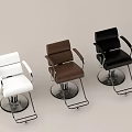 Commercial Barber Chairs With White Brown Black Colors Armrests And Metal Base