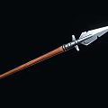 Medieval Spear Design With Sharp Metal Spearhead Wooden Shaft And Ornate Metal Accents