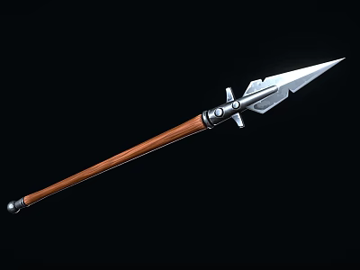 Medieval Spear Design With Sharp Metal Spearhead Wooden Shaft And Ornate Metal Accents 3d model