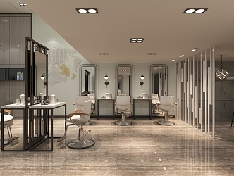 Light Luxury Barber Shop Hairdresser 3d model