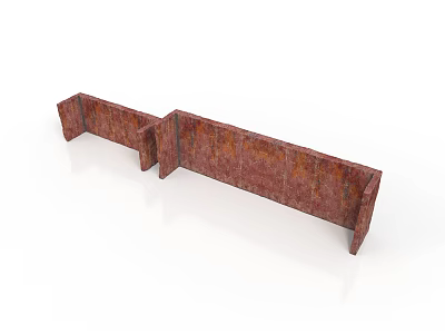 Rusted Metal Scene Component With Long Structure Red Brown Surface And Rust Textured Connected Parts 3d model