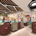 Modern Internet Cafe Interior Design With Comfortable Seating And Computers 3d model