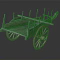 Old Fashioned Wooden Cart with Large Spoked Wheels and Upright Poles