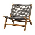 Modern Leisure Chairs With Rattan Weave And Wooden Frame In Gray And Beige
