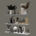Modern Decorative Ornament Sets With Vases Plants Frames On White Shelves 3d model