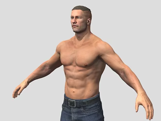Man European Man Denim Muscle Man 3d model