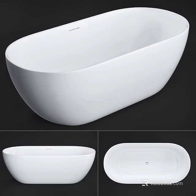 White Freestanding Bathtub With Modern Sleek Design From Different Angles 3d model 