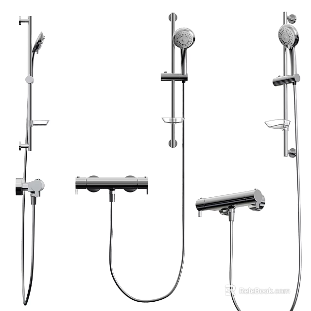 Modern Stainless Steel Shower System With Handheld Head Rainfall Sprayer And Adjustable Faucet 3d model 