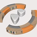 Modern Public Chair Library Bookstore Curved Card Seat Sofa Bookcase Bookshelf 3d model