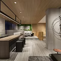 Modern Open Kitchen Interior Design With Wooden Ceiling Island Counter And Seating