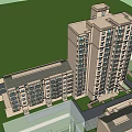 Modern Residential Building With Light Exterior Multiple Balconies Green Grass And Road