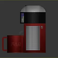 Modern Household Water Dispenser With Digital Display Control Buttons And Red Cup