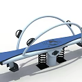 Outdoor Fitness Seesaw Equipment With Blue Surface Curved White Handles And Spring Supports