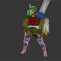 Futuristic Armored Warrior Character With Heavy Weapon And Energy Flames On Back Sci-Fi Design