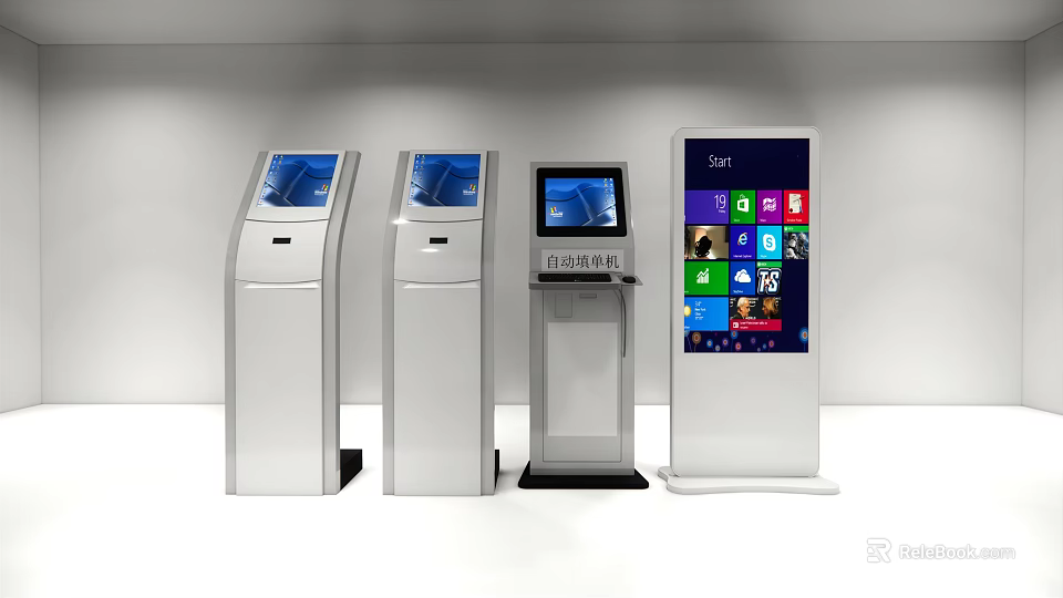 Public Facilities Self Service Kiosks With Interactive Touch Screens And User Friendly Interface 3d model 