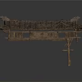 Traditional Chinese Architectural Model With Curved Cornices Tiled Roof And Wooden Supports