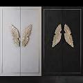 Stylish Golden Wing Decorations on Light Colored and Dark Backgrounds 3d model