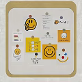 Corkboard With Pinned Colorful Notes Smiley Faces And Positive Messages 3d model