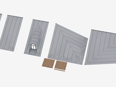 Building Components Featuring Various Roof Panels Window And Brick Elements 3d model