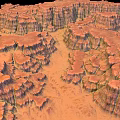 Detailed Red Rock Canyon Landscape With Rugged Terrain And Dry Riverbed