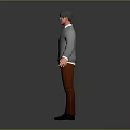 3D Character Creature Model Wearing Gray Sweater Brown Pants and Black Shoes
