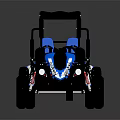 Blue And White Sporty Kart With Two Seats And Black Roof Design