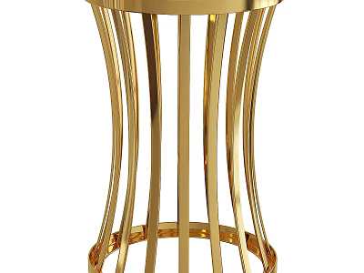 Elegant Modern Gold Metal Side Table With Curved Stripes Decorative Design 3d model