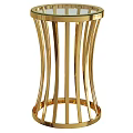 Elegant Modern Gold Metal Side Table With Curved Stripes Decorative Design
