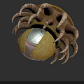 Mysterious Mythical Creature With Yellow Shell Curved Tentacles And Shiny Central Eye