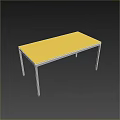 Sturdy Yellow Top Table with Black Metal Legs and Simple Design