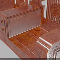 Traditional Red Wood Two Seater Sofa With Intricate Carved Patterns And Classic Design Elements