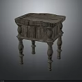 Vintage Wooden Side Table With Square Top Featuring Ornate Carved Legs 3d model