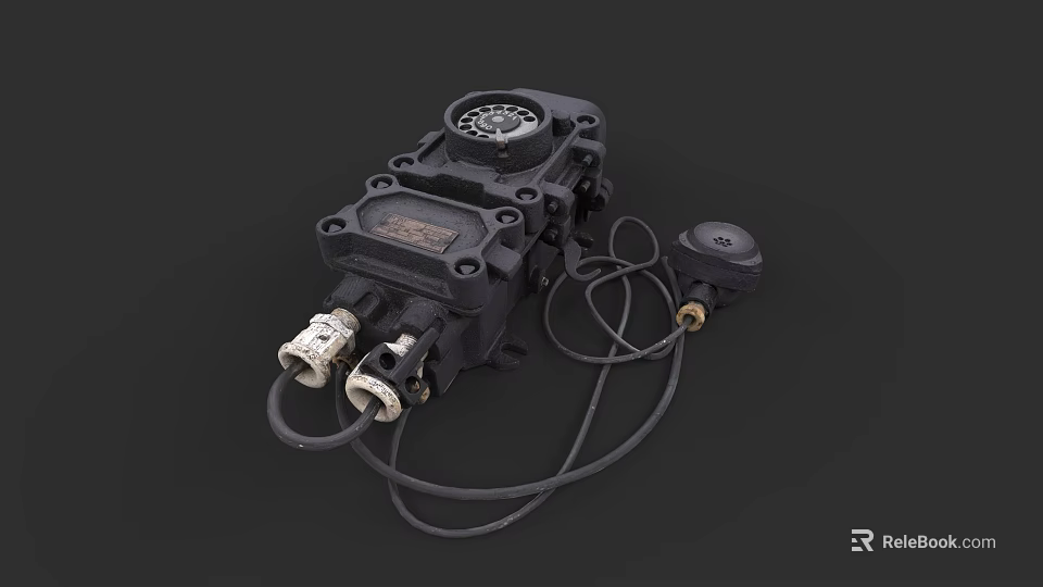 Industrial Mechanical Control Device With Metal Structure Connecting Cables And Gauge 3d model 