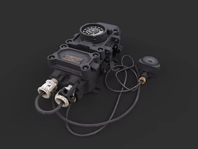 Industrial Mechanical Control Device With Metal Structure Connecting Cables And Gauge 3d model