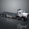 White Heavy Duty Flatbed Truck With Cab Large Tires And Loading Platform 3d model
