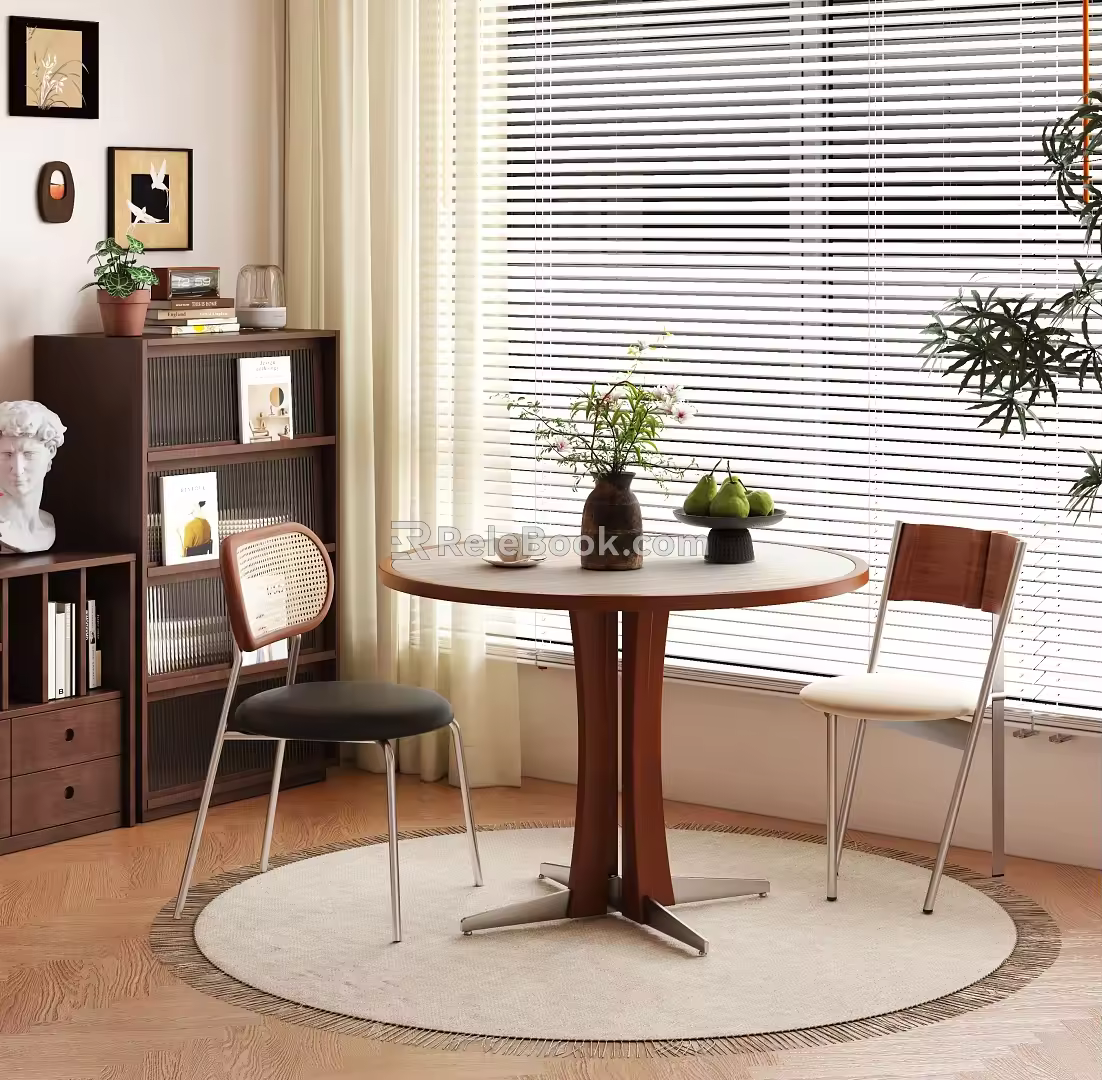 Modern Middle Ancient Style Round Dining Table and Chair Solid Wood Round Dining Table and Chair 3d model