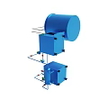 Blue Industrial Mechanical Equipment With Piping Valves And Containers Structure