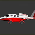 Red and White Private Jet With Sleek Fuselage Windows Landing Gear and Reflective Surface