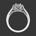 Elegant Sparkling Diamond Ring With Platinum Setting And Intricate Carved Design