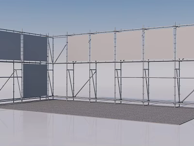 Industrial Scaffolding Structure With Metal Frames And Safety Panels For Construction 3d model