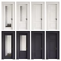 Modern White and Black Hinged Doors with Glass and Solid Panel Designs for Home Interior 3d model