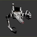 White Robotic Game Movie Character With Mechanical Limbs And Head