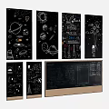 Hand Drawn Space Theme Decorative Prints With Science Elements And Chalkboard Style
