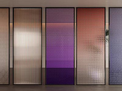 Modern Textured Glass Room Divider With Gradient Color Panels For Interior Design 3d model