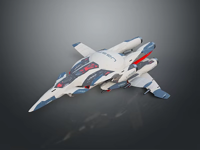 Futuristic Spaceship With Sleek White Blue Red Design And Transparent Cockpit 3d model