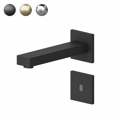 Modern Black Square Wall Mounted Faucet With Sleek Minimalist Design 3d model