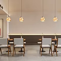 Modern Café Interior With Open Bar Counter Hanging Lights And Coffee Beans
